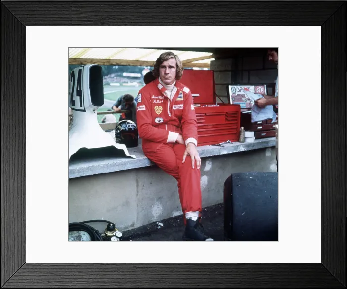 Framed Print : James Hunt, 1974, at Brands Hatch British Grand Prix Motor racing Framed Print : James Hunt, 1974, at Brands Hatch British Grand Prix Motor racing
