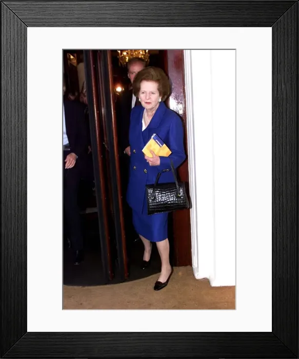 Framed Print : Former Prime Minister Margaret Thatcher leaves the Imperial Hotel in Blackpool on the way Framed Print : Former Prime Minister Margaret Thatcher leaves the Imperial Hotel in Blackpool on the way
