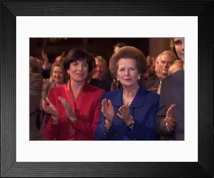 Framed Print : Margaret Thatcher and Mary Archer Oct 1999 applauding a speech by Lord Archer Framed Print : Margaret Thatcher and Mary Archer Oct 1999 applauding a speech by Lord Archer