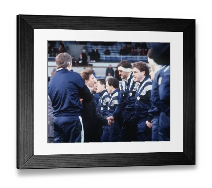 Framed Print : Princess Anne meets rugby players at Scotland v Wales January 1989