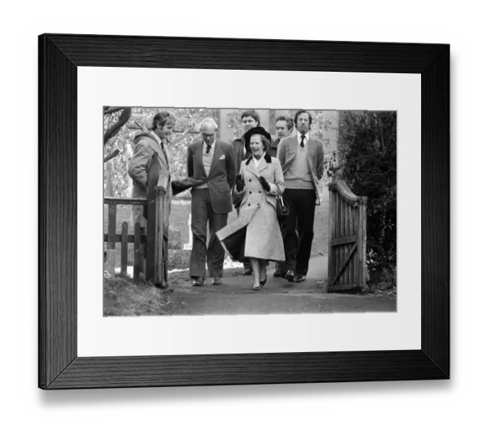 Framed Print : Mark Thatcher with parents Denis and Margaret Thatcher at Chequers after he had been