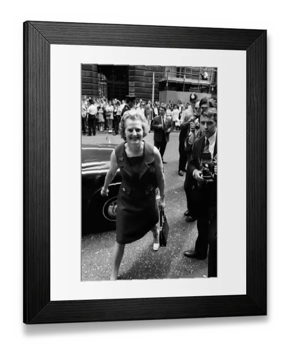 Framed Print : Margaret Thatcher arriving at Downing Street for the first time as minister of state for