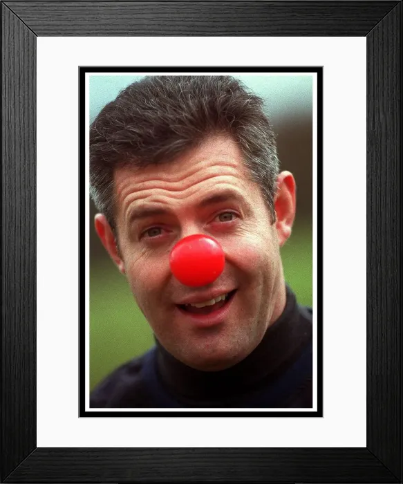Framed Print : Gavin Hastings red nose day 12th March 1999 former rugby player at Heriot Watt