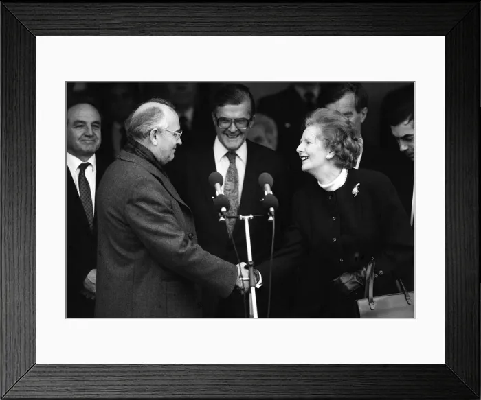 Framed Print : Prime Minister Margaret Thatcher shakes hands with Soviet leader President Mikhail Framed Print : Prime Minister Margaret Thatcher shakes hands with Soviet leader President Mikhail