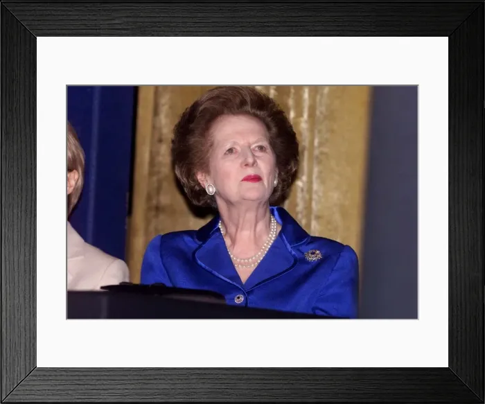 Framed Print : Margaret Thatcher ex Prime Minister arrives at a Blackpool cinema for the Pro Augusto
