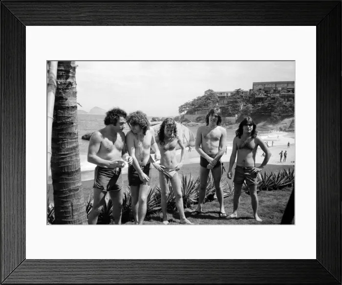 Framed Print : Aussie metal band AC  /  DC at the seaside in Rio