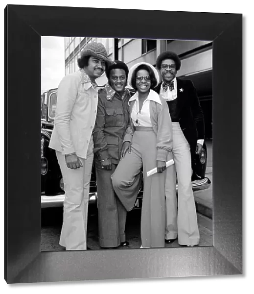 Singer Gladys Knight and the Pips pose for a picture at Heathrow Airport 10th May