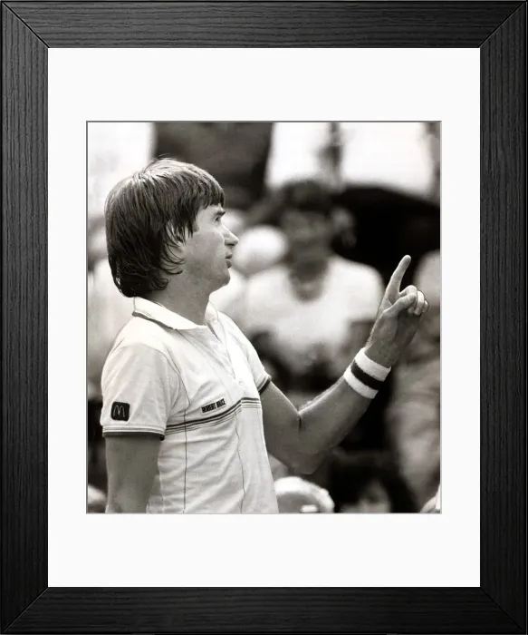 Framed Print : Jimmy Connors Tennis Player talks to the Umpire during his match in the Stella Artois