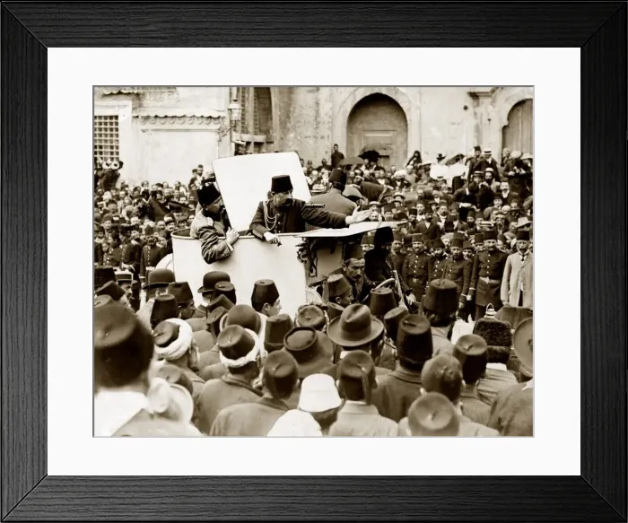 Framed Print : Armoured cars parading the streets of Constantinople following the 1909 coup