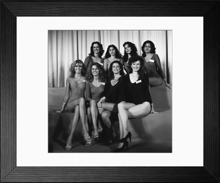 Framed Print : Contestants hoping to be crowned Miss World 1980. Back Row Miss Framed Print : Contestants hoping to be crowned Miss World 1980. Back Row Miss