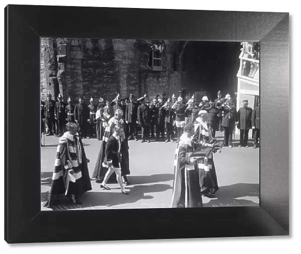 Prince Edward walking in the procession at his Investiture as the Prince of Wales at