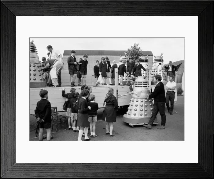 Framed Print : Lorry load of Daleks are prepared to be transported to the Cannes Film Festival via Dover Framed Print : Lorry load of Daleks are prepared to be transported to the Cannes Film Festival via Dover