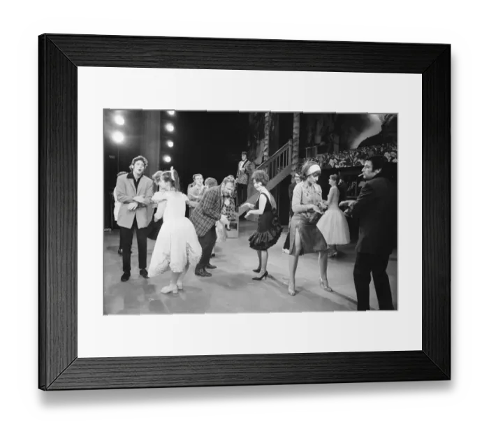 Framed Print : Richard Gere as Danny Zuko (left) seen here on stage at the Coventry Theatre during a