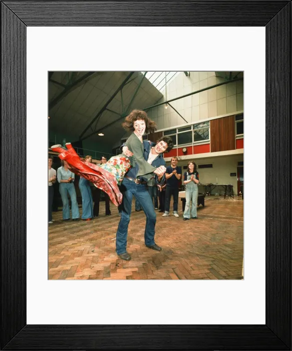Framed Print : Richard Gere as Danny Zuko seen here with Stacey Gregg in rehearsal with the rest of Framed Print : Richard Gere as Danny Zuko seen here with Stacey Gregg in rehearsal with the rest of