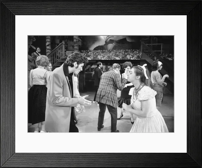 Framed Print : Richard Gere as Danny Zuko (left) seen here on stage at the Coventry Theatre during a Framed Print : Richard Gere as Danny Zuko (left) seen here on stage at the Coventry Theatre during a