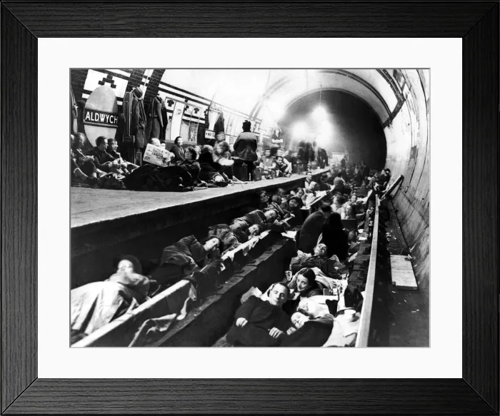 Framed Print : Londoners use Aldwych Underground Station as an air raid shelter during bomb attacks Framed Print : Londoners use Aldwych Underground Station as an air raid shelter during bomb attacks