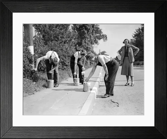 Framed Print : Women Road Painters, 1941. Women doing mens jobs