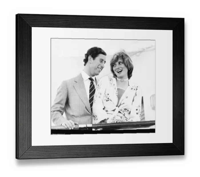 Framed Print : Prince Charles and Princess Diana on board the Royal yacht Britannia as they prepare to