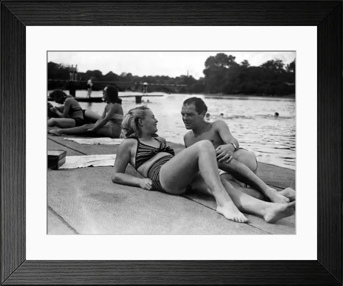 Framed Print : Jack The Kid Berg and his wife sun bathing in Hyde Park by the Serpentine Framed Print : Jack The Kid Berg and his wife sun bathing in Hyde Park by the Serpentine