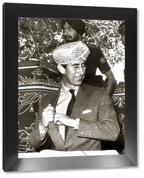 Prince Charles in India 1980 Presented with a golden turban during his tour while