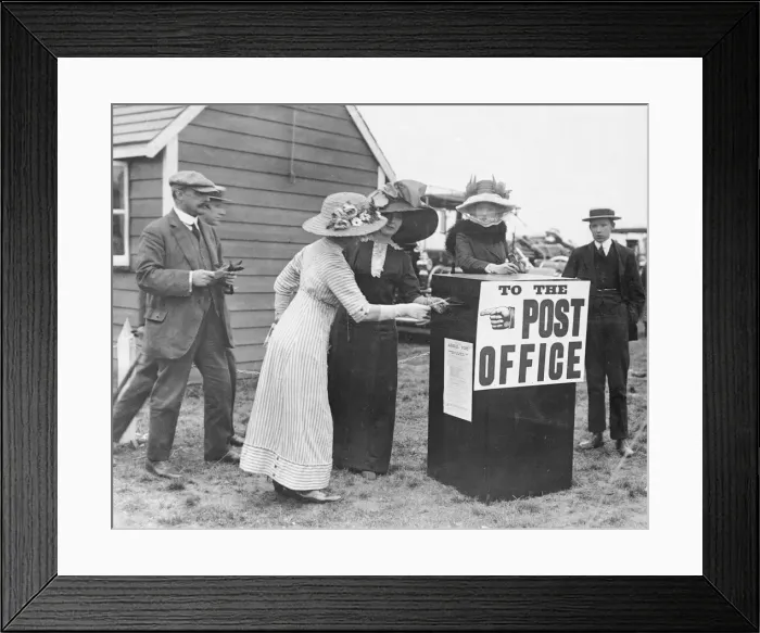 Framed Print : Aviation Air Mail September 1911 People line up to post their letters in one of
