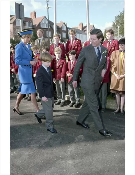 Prince Charles and Princess Diana with their son, Prince William in Cardiff on St