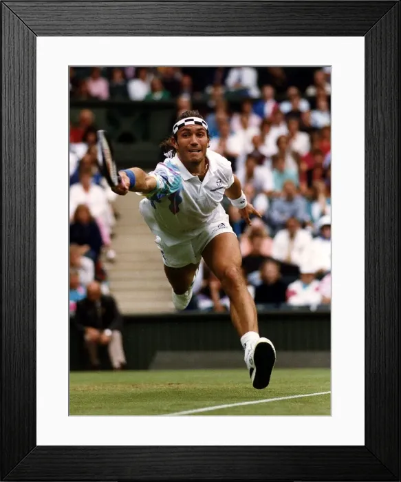 Framed Print : Pat Cash Tennis Player stretches for a return during his match against Jacco Eltingh