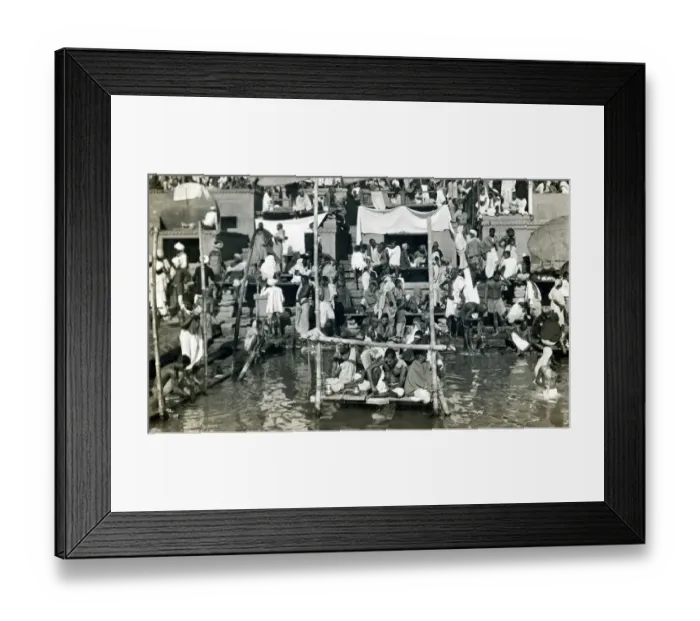 Framed Print : Bathing in the River Ganges, India Circa 1913