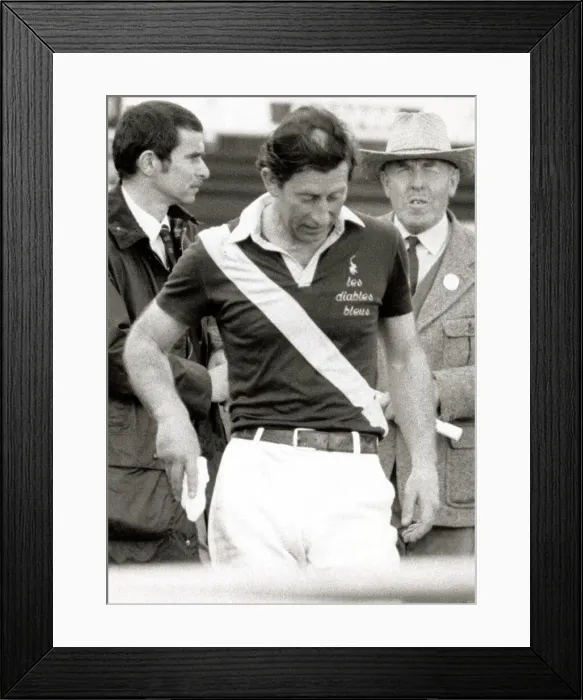 Framed Print : Prince Charles mopping his brow with hankie during a tough Polo match - showing bald Framed Print : Prince Charles mopping his brow with hankie during a tough Polo match - showing bald