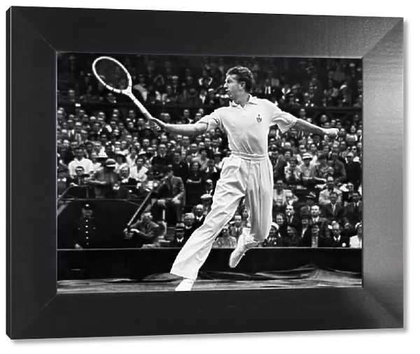American tennis Player Don Budge in action during a Mens Singles match at Wimbledon in