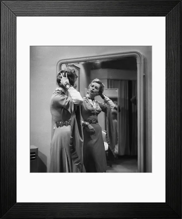 Framed Print : Actress Janet Leigh at a costume fitting for the film The Vikings 1957 Framed Print : Actress Janet Leigh at a costume fitting for the film The Vikings 1957