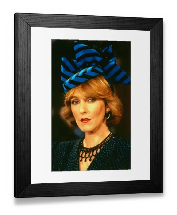 Framed Print : Patricia Hodge actress July 1987 WEarin gblue and black striped hat Framed Print : Patricia Hodge actress July 1987 WEarin gblue and black striped hat