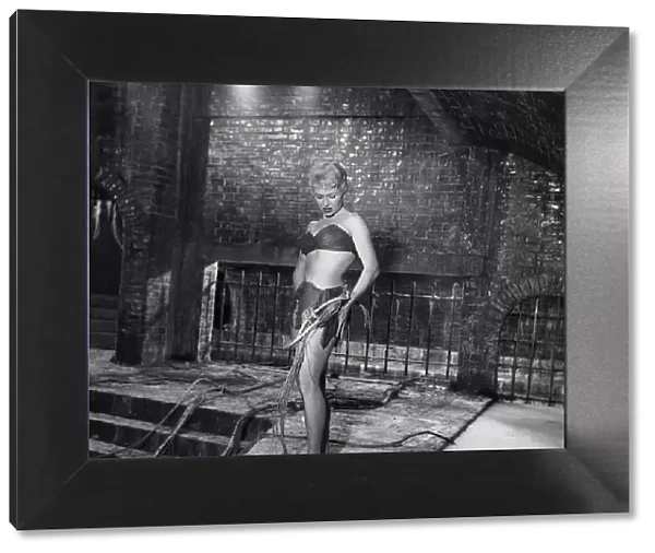 Film Womaneater 1957 Actress Vera Day on set at Twickenham Studio making the horror film