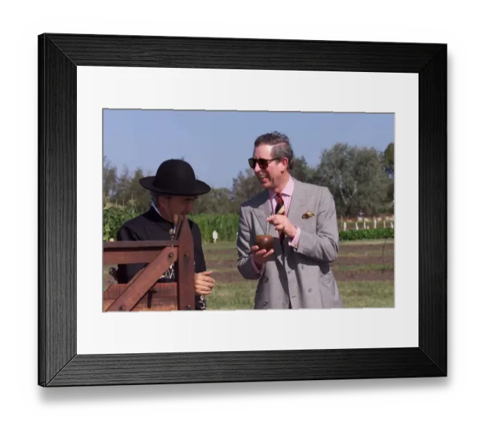 Framed Print : Prince Charles March 1999 drinks local Gaucho drink Mate in Montevideo Uraguay Framed Print : Prince Charles March 1999 drinks local Gaucho drink Mate in Montevideo Uraguay