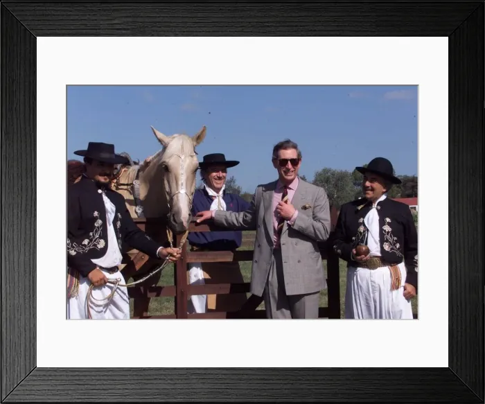 Framed Print : Prince Charles March 1999 meets Gauchos in Montevideo Uraguay Framed Print : Prince Charles March 1999 meets Gauchos in Montevideo Uraguay