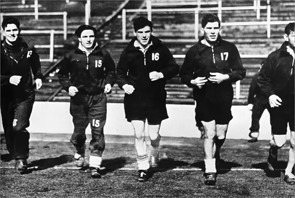 Famous Five Hibernian football players Gordon Smith, Bobby Johnstone, Lawrie Reilly