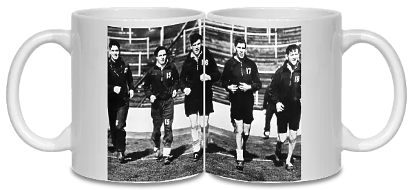 Famous Five Hibernian football players Gordon Smith, Bobby Johnstone, Lawrie Reilly