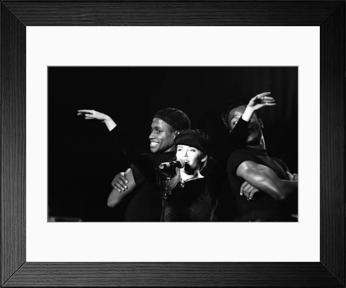 Framed Print : Kylie Minogue on stage during her concert at the NEC Arena in Birmingham 17th April 1990
