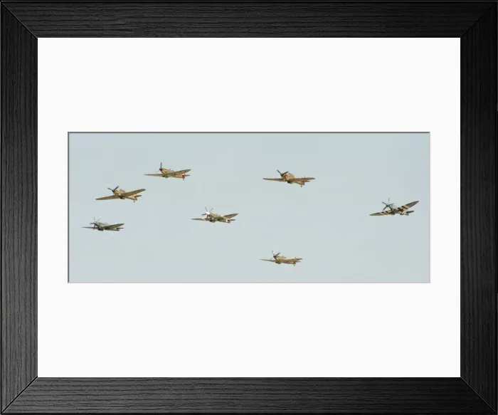 Framed Print : Spitfires and Hurricanes seen here during the flypast to commemorate tge 50th Anniversary Framed Print : Spitfires and Hurricanes seen here during the flypast to commemorate tge 50th Anniversary