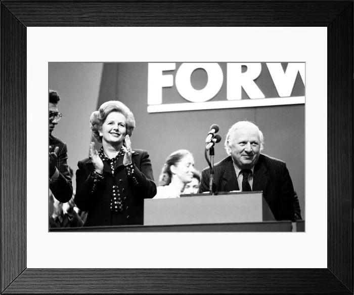 Framed Print : Conservative Party Conference in Brighton. Margaret Thatcher and James Prior Framed Print : Conservative Party Conference in Brighton. Margaret Thatcher and James Prior