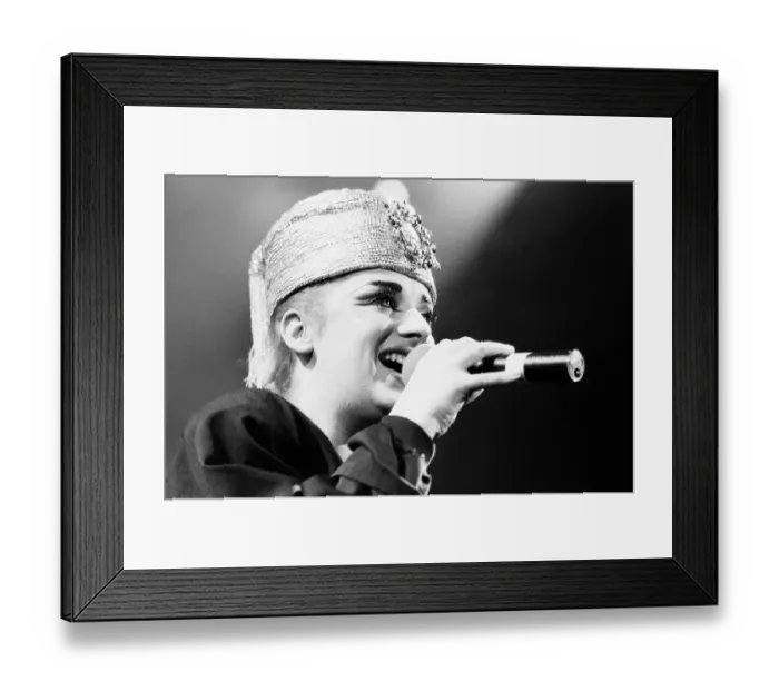 Framed Print : Lead singer with the band Culture Club, Boy George seen here with a Boy George