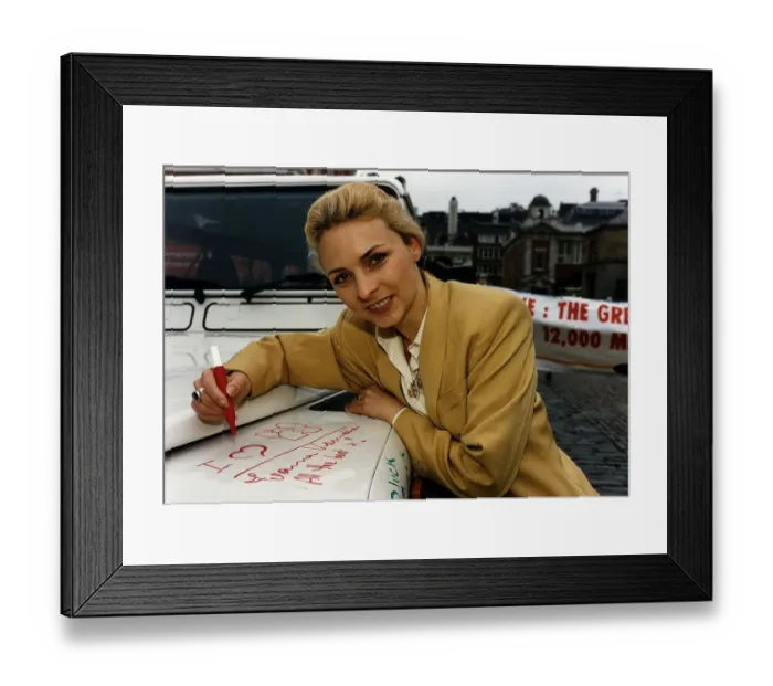 Framed Print : Joanna Kanska Actress Signing The Land Rover With A Goodluck Message At The Fund Raising
