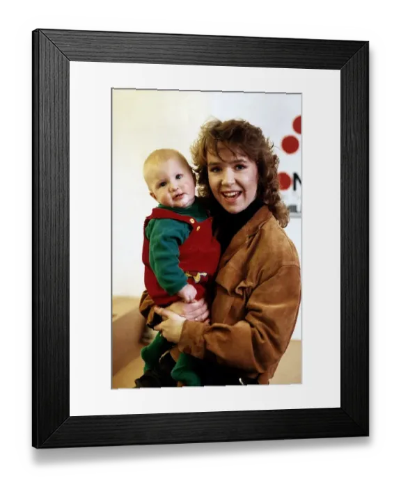 Framed Print : Susan Tully actress with baby Christopher Burtenshaw Framed Print : Susan Tully actress with baby Christopher Burtenshaw