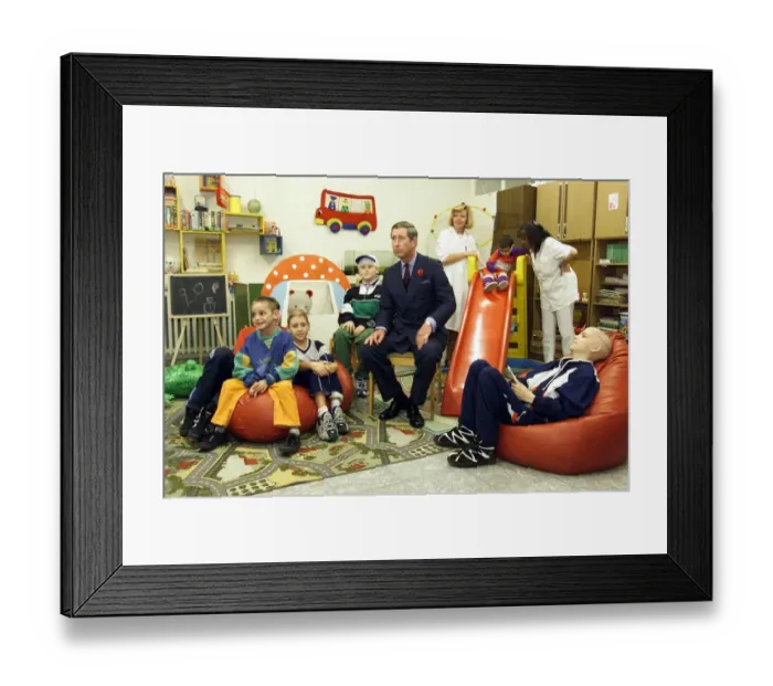 Framed Print : Prince Charles during his visit to Bulgaria November 1998 Visiting a childrens Framed Print : Prince Charles during his visit to Bulgaria November 1998 Visiting a childrens