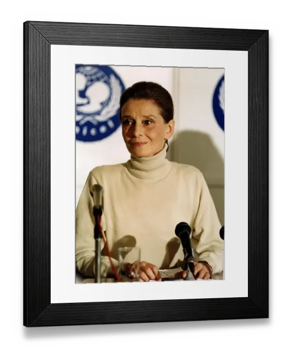 Framed Print : Audrey Hepburn Actress Speaking At The Press Conferance For The United Nations Childrens Framed Print : Audrey Hepburn Actress Speaking At The Press Conferance For The United Nations Childrens