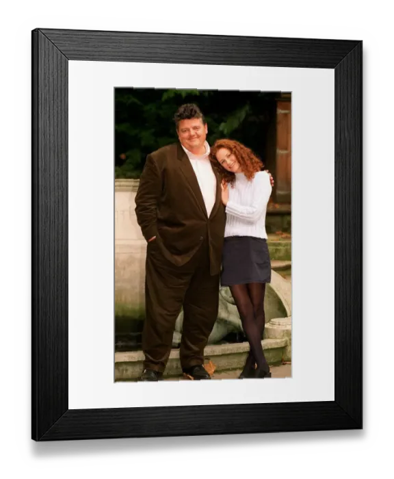 Framed Print : Robbie Coltrane actor and Geraldine Somerville actress promoting the new TV series of