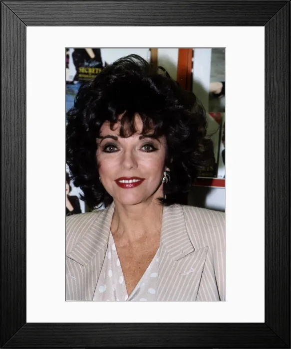 Framed Print : Actress Joan Collins promoting the launch of her new fitness video Secrets of Fitness