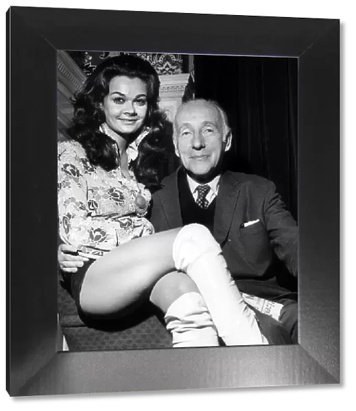 Wilfred Hyde White actor and actress Imogen Hassell Sept 1971 sitting on his knee