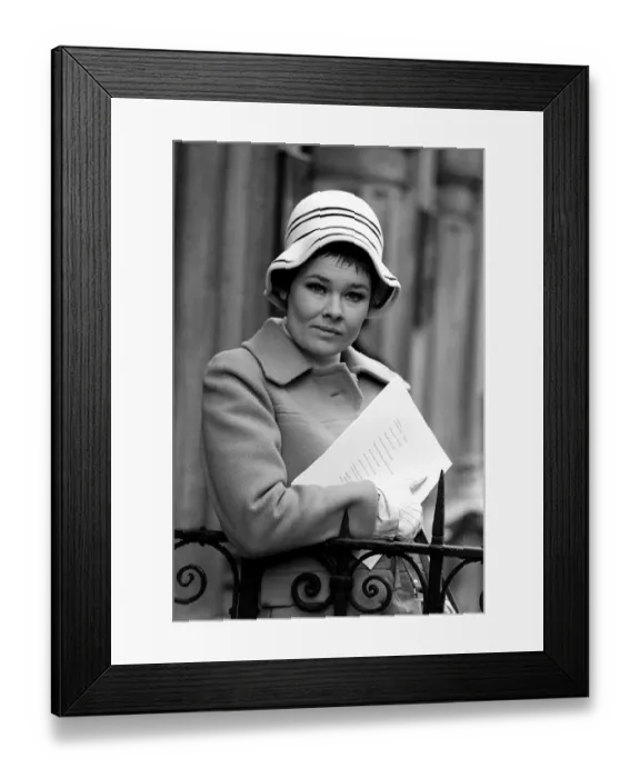 Framed Print : Judi Dench wearing a beret called Cabaret'made in multi coloured grosgain