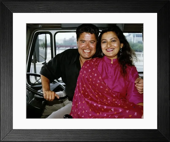 Framed Print : Sudha Bhuchar Actress with Paul Hendry Family Pride TV Program Framed Print : Sudha Bhuchar Actress with Paul Hendry Family Pride TV Program